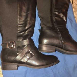 Black Knee High Wide Calf Boots